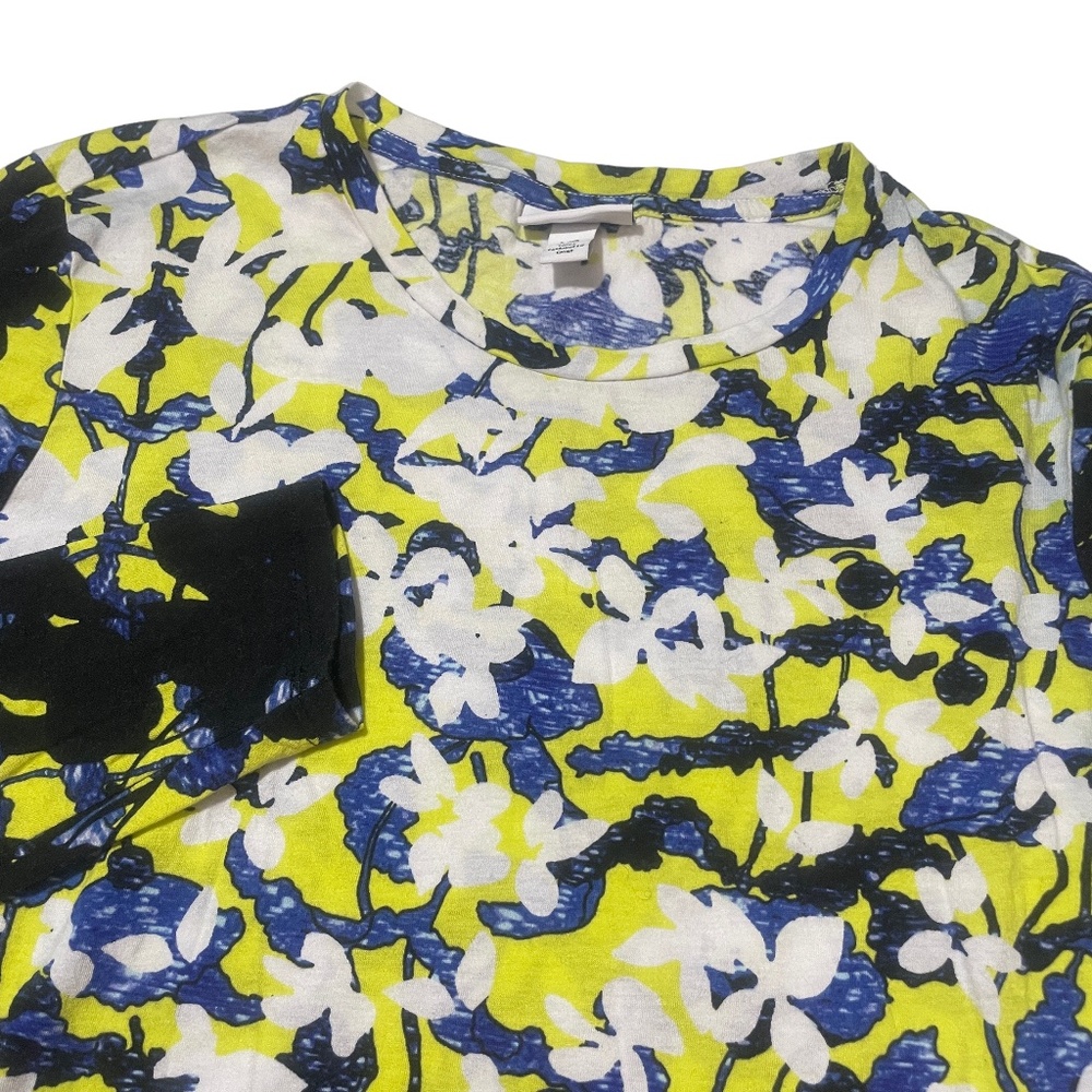 Peter Pilotto Large Long Sleeve Blue Yellow White Cotton Modal Shirt